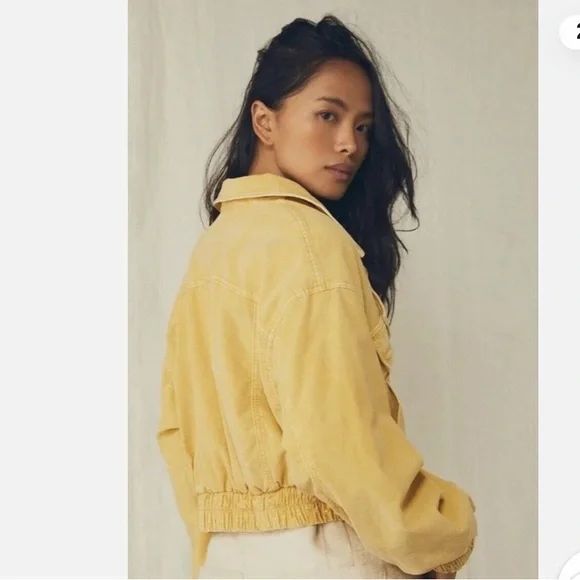 Free People Cropped Yellow Utility Jacket - Picture 3 of 4